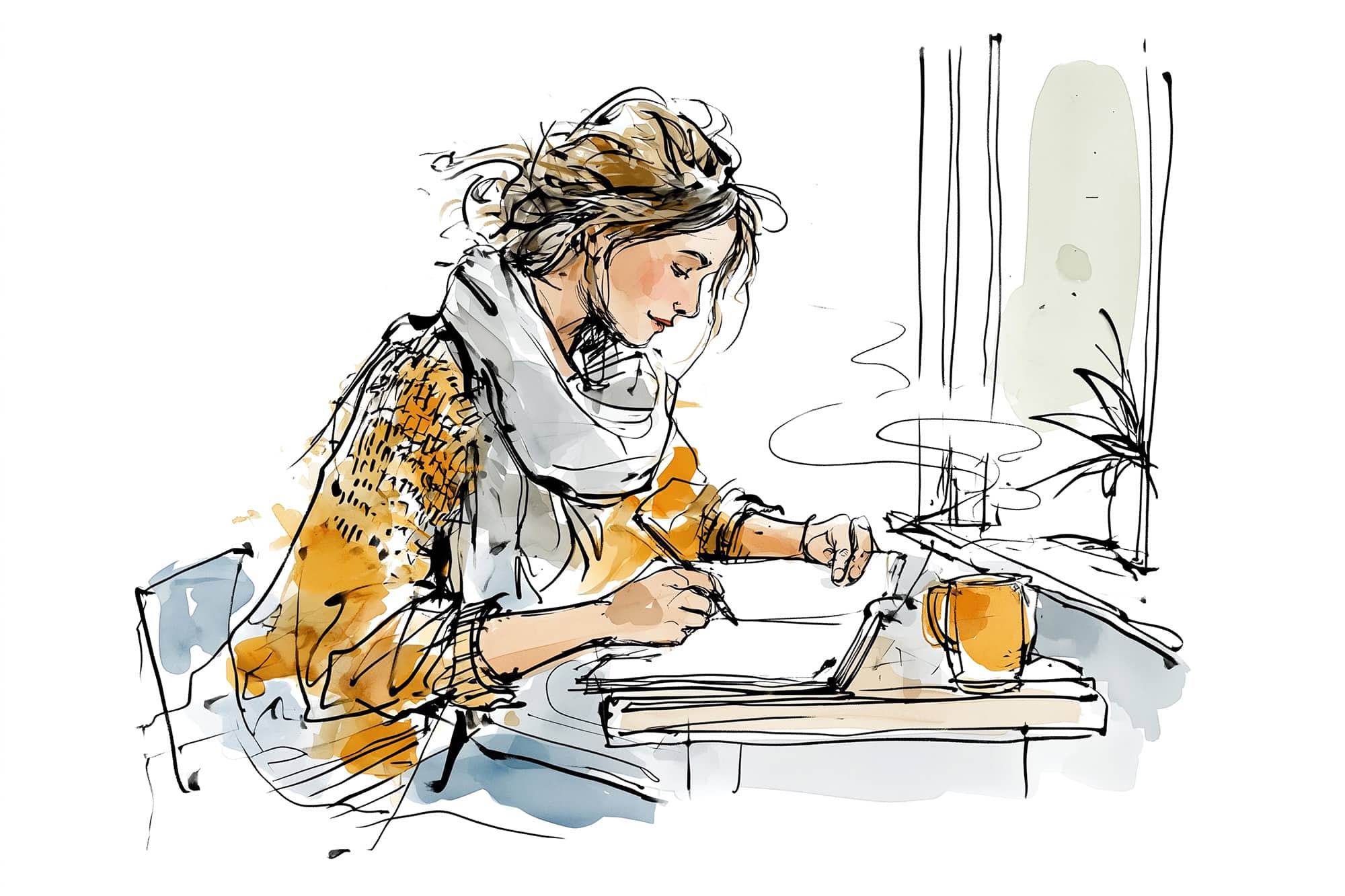 Schrijvende vrouw