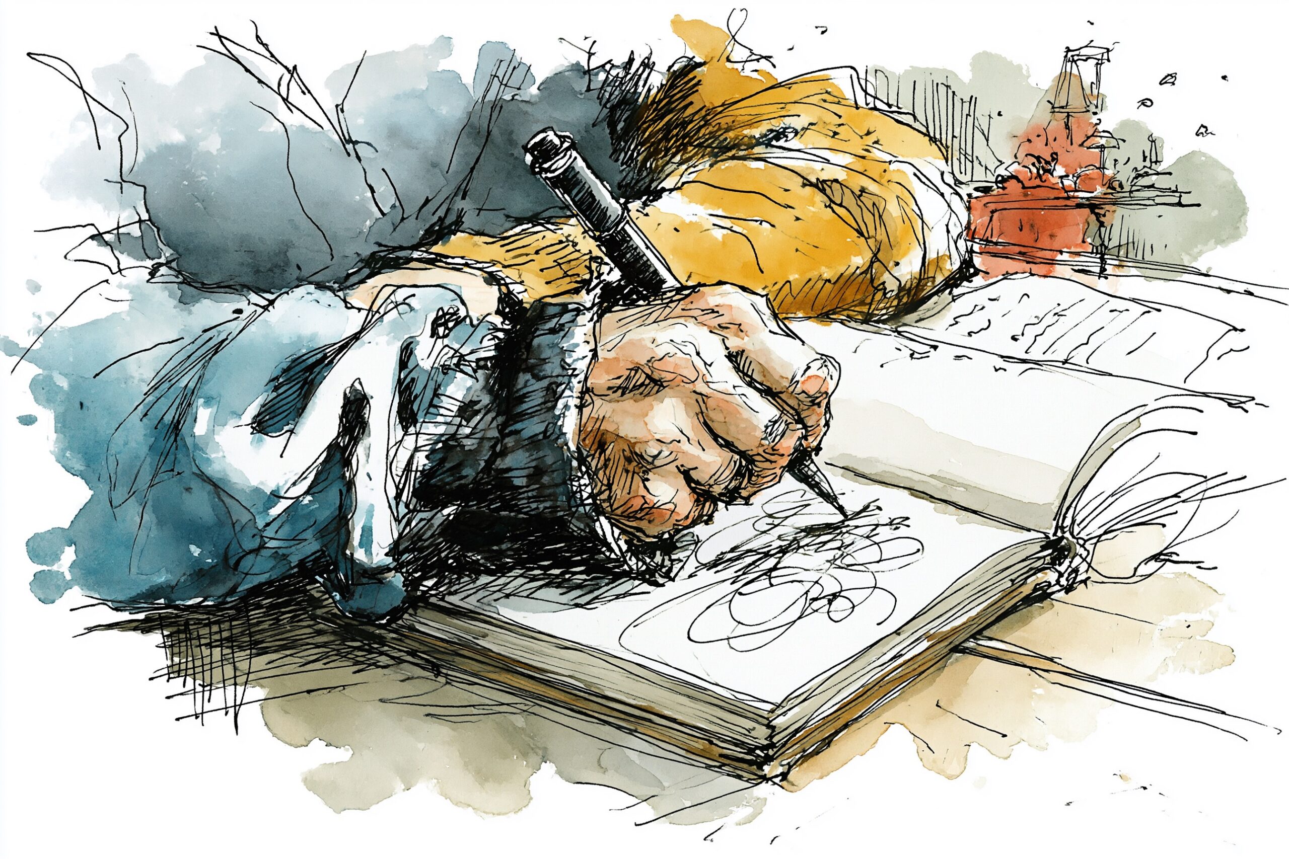 Schrijven met lange mouwen
