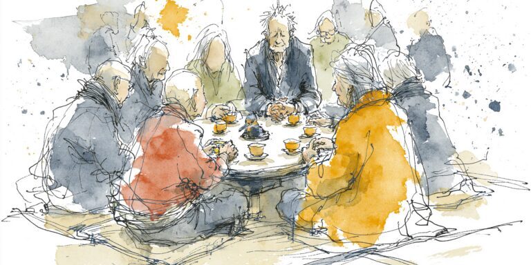 Buurt drinkt samen thee