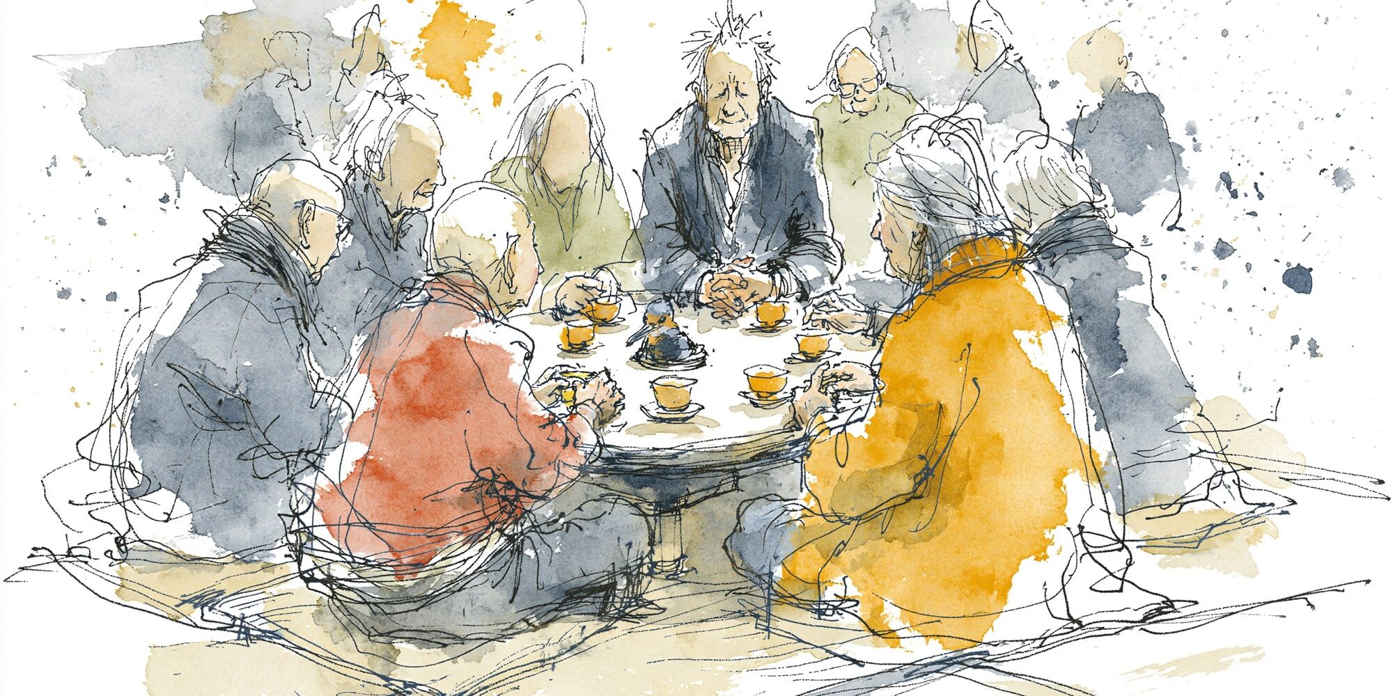 Buurt drinkt samen thee