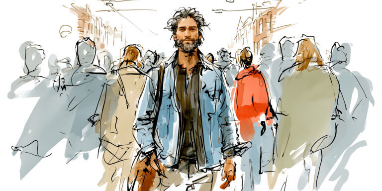 Man in de massa