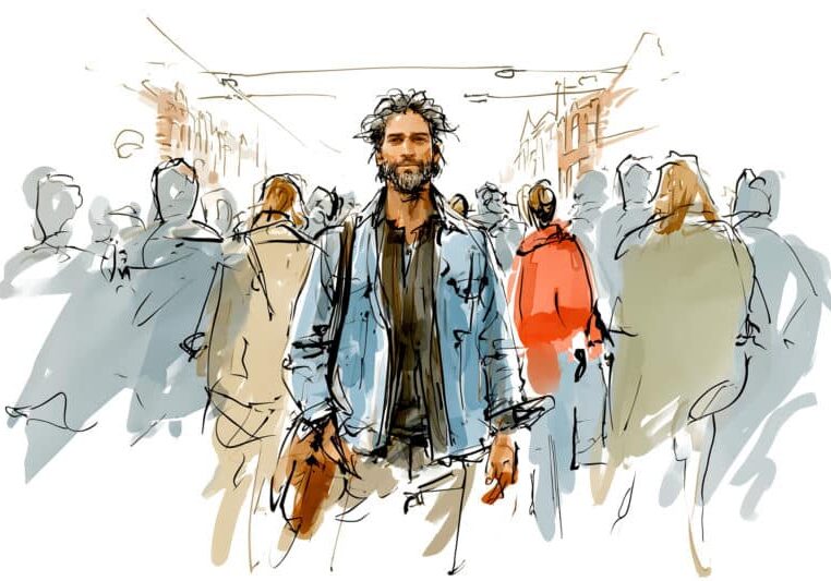 Man in de massa