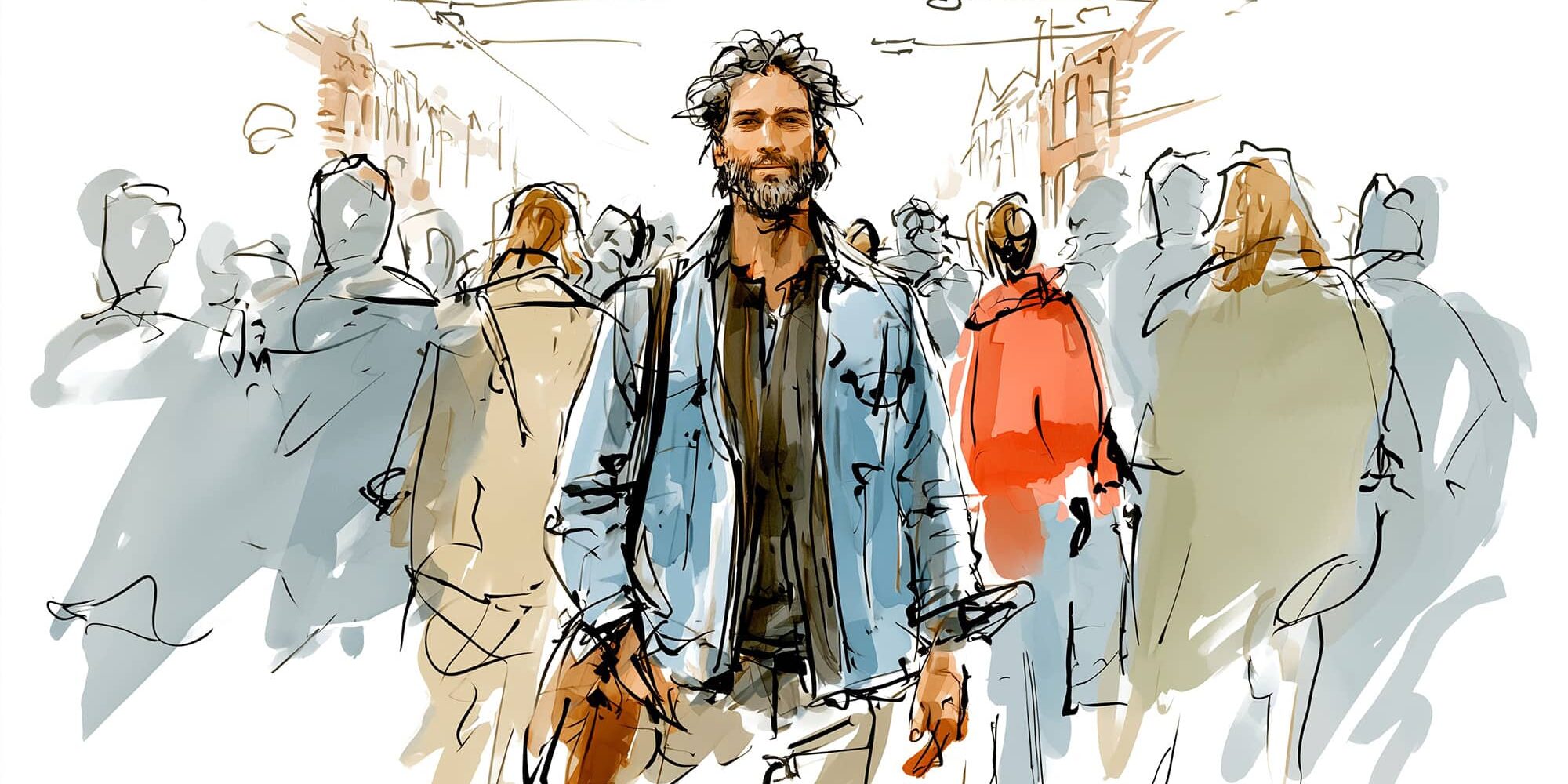 Man in de massa