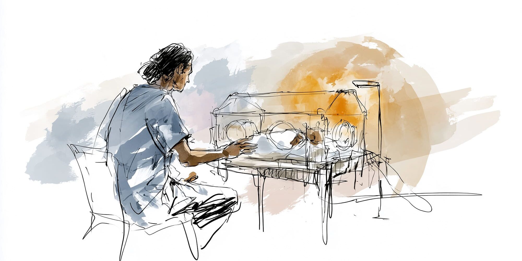 Om beurten bij de baby op de NICU