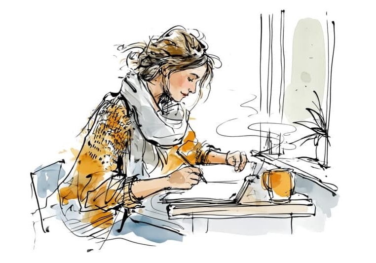 Schrijvende vrouw