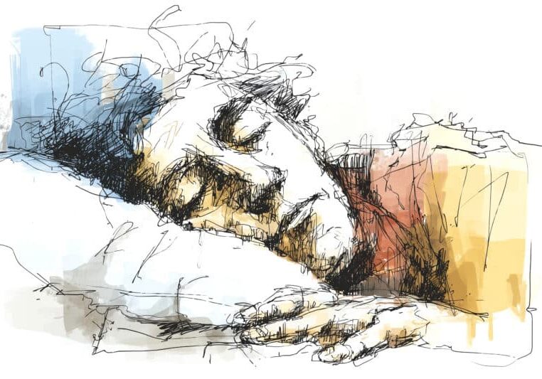 Slapend op een kussen