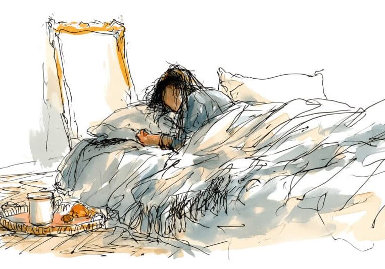 Vrouw slapend in bed