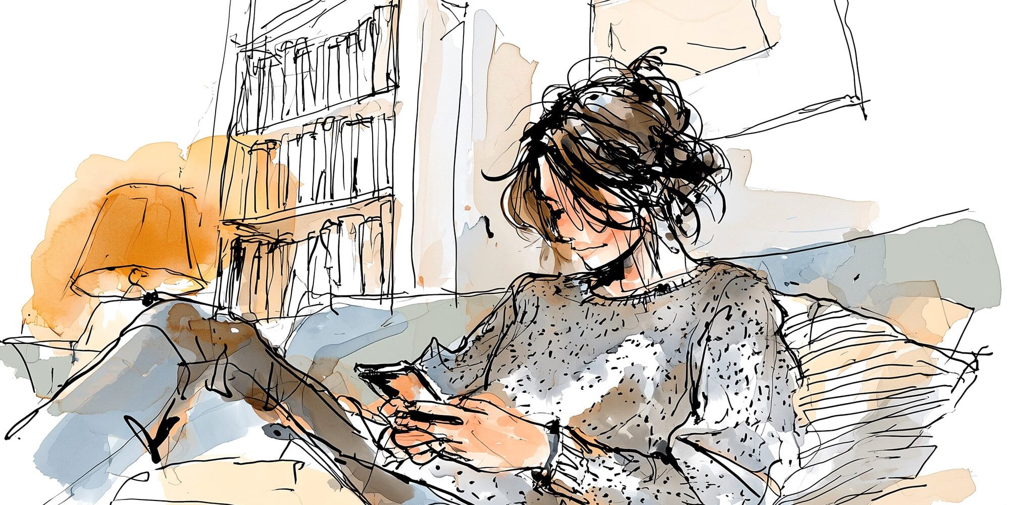 Vrouw zit op haar telefoon