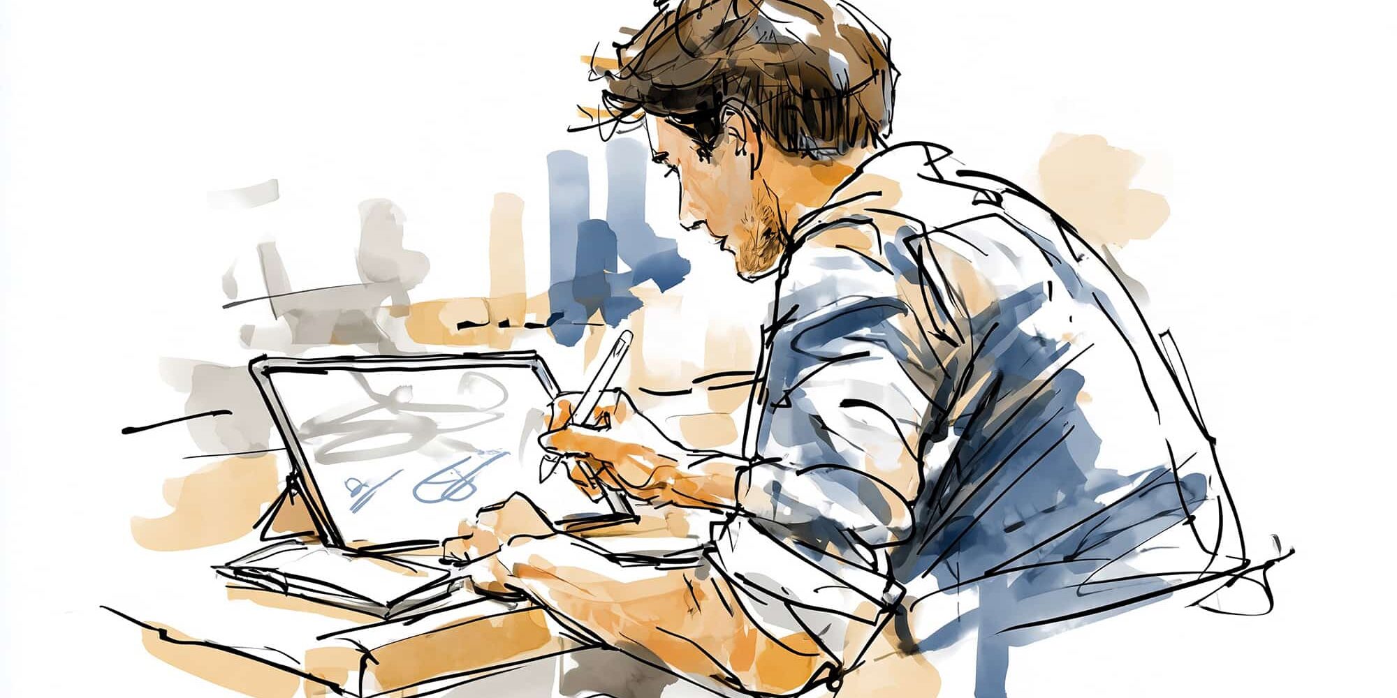 Wetenschappelijk onderzoek schrijvend op iPad