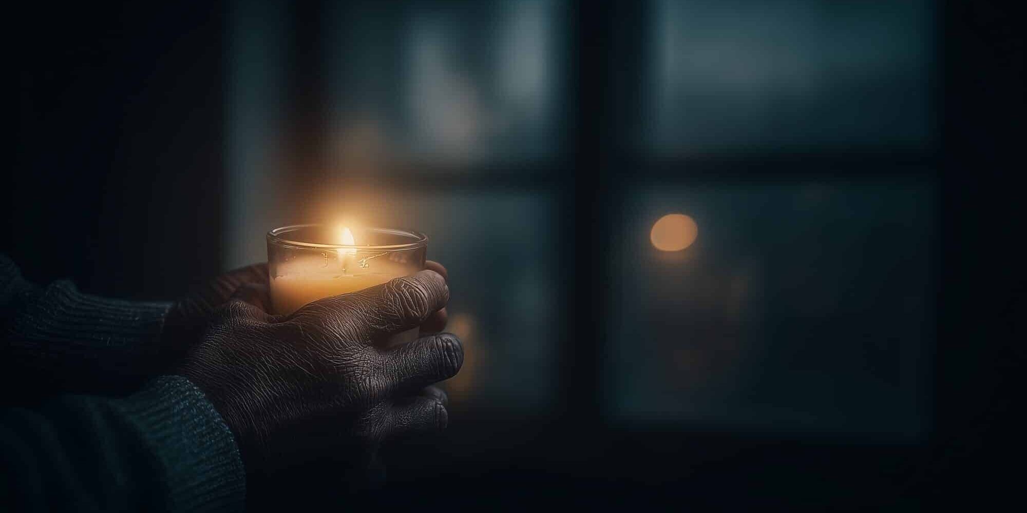 handen die een kaars vasthouden